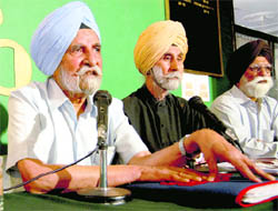 Delegates of the International Sikh Confederation at Chandigarh Press Club on Saturday