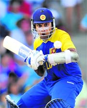 Mahela Jayawardene bats on Friday.