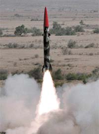 In this handout photo released by Pakistan's Inter Services Public Relations, a Shaheen-1 missile is launched at an undisclosed location in Pakistan