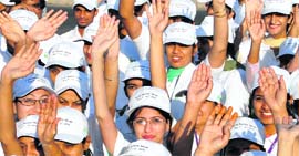 Participants at the nurse week at Sukhna Lake in Chandigarh on Sunday.