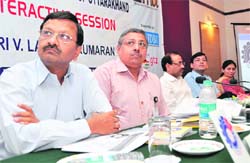 Excise consultant V Lakshmi Kumaran at an interactive session organised by the Indian Industries Association in Dehradun on Sunday.