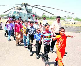 Boys from Bal Ashram, RS Pura, visit the Air Force Station on a motivational tour organised by the Social Welfare Deparment, Jammu, and the Air Force Station, Jammu, on Sunday.