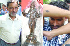 The seized idol and the accused.