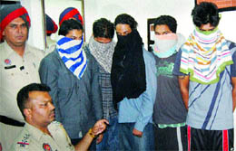 The five suspects in the Burlton Park shooting incident who were arrested by the police in Jalandhar on Monday