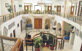 View of the double height lobby