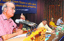 Former director-general, CSIR, SK Joshi addresses delegates at National conference on emerging medical instrumentation at CSIO in Chandigarh