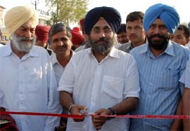 Deputy CM Sukhbir Singh Badal inaugurating an overbridge on the Bathinda-Dabwali road in Bathinda on Tuesday.