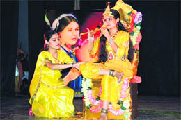 Students of a nursing institute perform during a function on the occasion of World Nursing Day at Abhinav Theatre in Jammu on Wednesday. 