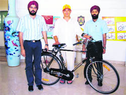 Richard Wierzbinski with his new bicycle in Ludhiana.