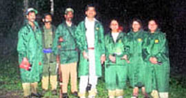 Vikram and Ritu (in the middle) with their new friends in Thikri