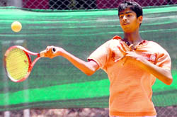 Ankush Arora in action at the YMCA in Chandigarh on Thursday