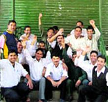 GMVN employees protest in front of Hotel Garhwal in 