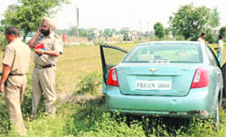 The car of the sarpanch in which he was robbed near Ludhiana