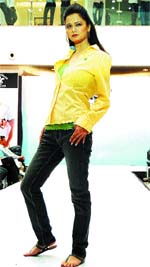 A model displays the collection of Beverely Hills Polo Club during a fashion show organised at Alpha Mall in Amritsar.