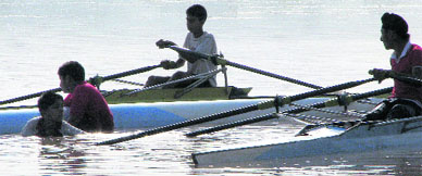 Two trainees of the Lake Sports Club had a narrow escape when their canoe turned over at the Sukhna Lake in Chandigarh on Friday. The boys were not wearing safety jackets and were rescued by their friends only after half an hour. 