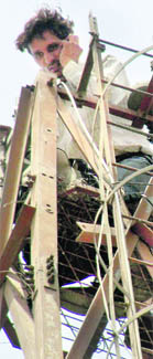 Lovelorn Rakesh atop a tower in Faridabad.