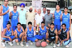 Players of the Ludhiana Academy who emerged champions in the Punjab Youth Basketball Championship at Mansa