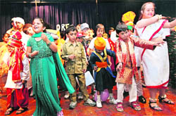 Special children participate in a fancy dress competition at Bhavan Vidyalaya School in Chandigarh