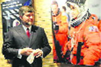 JP Harrison, Kalpana Chawlas husband, in the University of Texas, where a memorial to the late astronaut has been set up. 