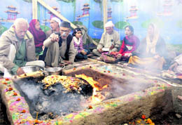 Kashmiri Pandits perform havan on the re-opening of Vichar Nag Temple 
