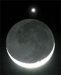 A rare alignment of the crescent moon with Venus occurs over Manila on Sunday