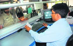 The new railway booking counter at the Inter-State Bus Terminus in Sector 43, Chandigarh. 