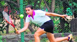 A player in action during a tennis match at the CLTA, Sector 10, Chandigarh, on Monday. 