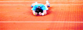 Rafael Nadal celebrates his victory against Roger Federer after their final at the Madrid Masters on Monday. Nadal won 6-4, 7-6
