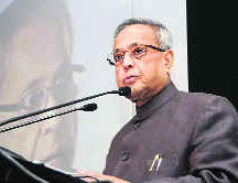 Finance Minister Pranab Mukherjee addresses the Indo-Pak business meet in New Delhi on Tuesday.