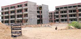 New tenements that are being constructed for slum-dwellers at Mauli Jagran in Chandigarh.
