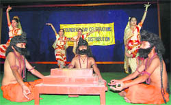 Students participate in a cultural programme of the GRD Academy in Dehradun