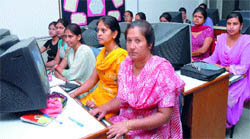 Girls undergo free training under an employment generation scheme at BD Arya Girls College in Jalandhar