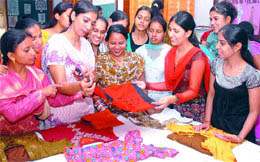 Girls undergo free training under an employment generation scheme at BD Arya Girls College in Jalandhar