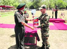 Lt Gen RS Sujlana, Commandant, IMA, flags off an expedition to Mt Jogin-I in Dehradun on Wednesday.