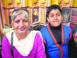 Ranjni Krishan Swami, Principal of St Gregoris High School, Mumbai, with Hriday Gupta, a character in the book, Mr Olivers Diary