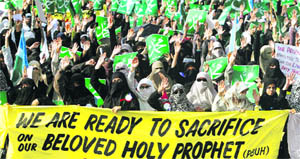 The Facebook page that encourages users to submit caricatures of Prophet Mohammed has sparked off protests in Pakistan.