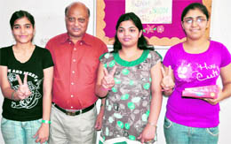 Priyanka (extreme right) of DAV School bracketed topper of commerce stream of the CBSE plus two in Ludhiana with her principal