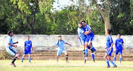 A match in the Institutional Football League in progress in Dehradun on Thursday.