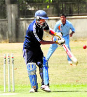 A cricket match in progress between Punjab and Nepal at the PAU in Ludhiana on Friday