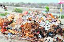 A heap of polythene garbage lies unattended in the open in Haridwar.