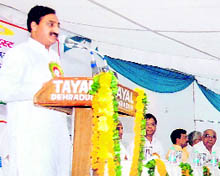 Chief Minister Ramesh Pokhriyal Nishank addresses a gathering in Dehradun on Sunday