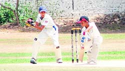 Players in action during the Hot Weather Tournament at the YPS, Patiala, on Monday.
