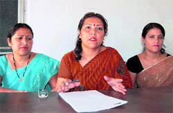 Congress leaders at a press conference in Dehradun on Monday