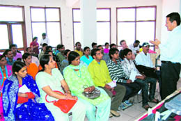 People from different areas being trained in disaster management under the DIPIKO project in Mussoorie on Monday