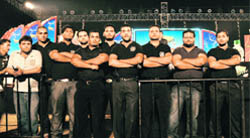 Bouncers flaunt their bulging biceps and broad chests at a function in Ludhiana.