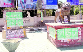 Posters deface the Sheranwala Gate area in Patiala