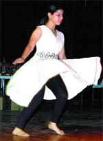 Girls show their skills during a dance competition at Art Gallery in Amritsar