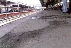Potholes at one of the platforms