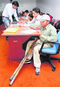Participants at the Ability Fair 2010 held at National Technical Teachers Training and Research, Chandigarh, on Tuesday. Tribune photo: S Chandan