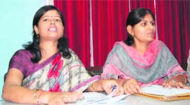 Subhasheni (left) and Archana, both of the National Alliance of Women, at a press conference in Dehradun on Tuesday.